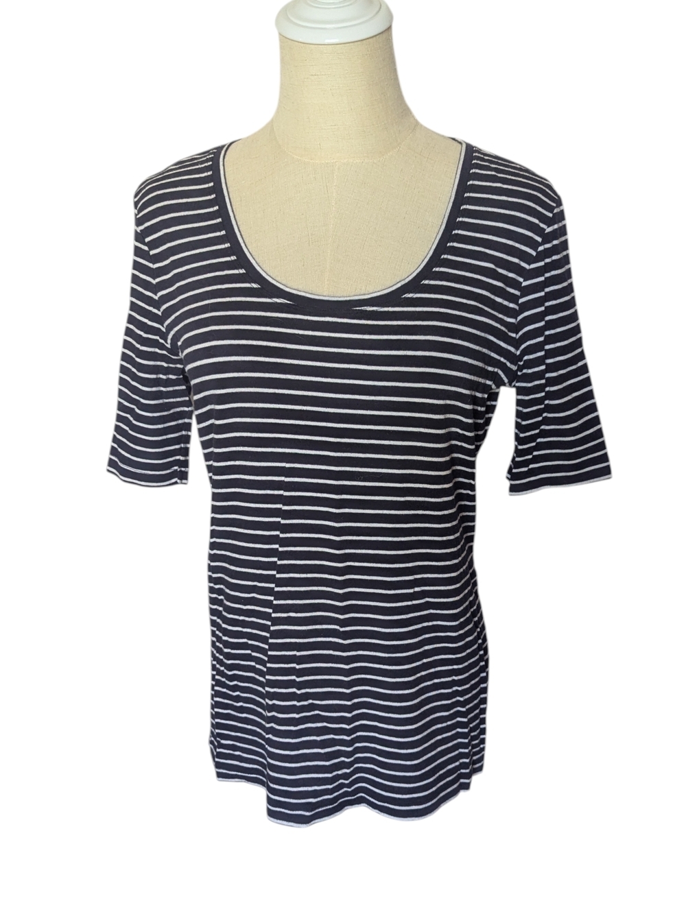Banana Republic Striped Scoop Neck Tee Navy Large